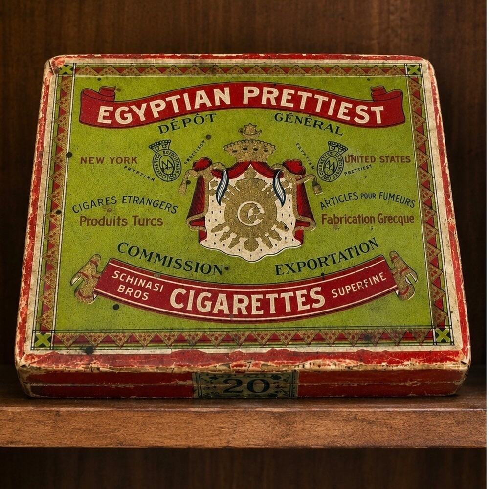 Schinasi Bros Egyptian Prettiest Cigarettes Box Antique Tobacciana Historical